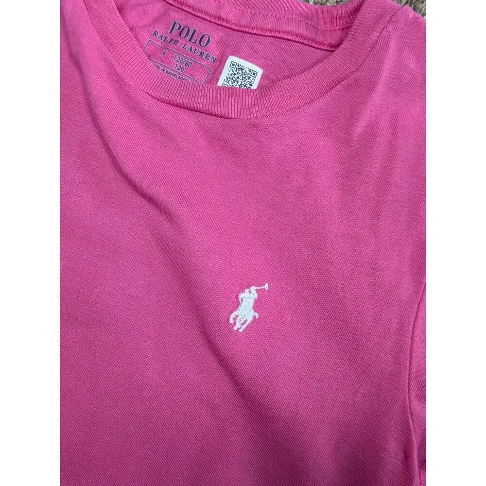Polo Ralph Lauren Girls Tops, 2Ct Purple & Pink Short Sleeve Crewneck Tees, Sz 6